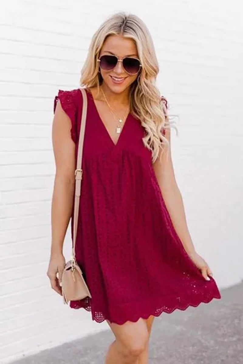 Hollow Out Lace Mini Dresses for Women