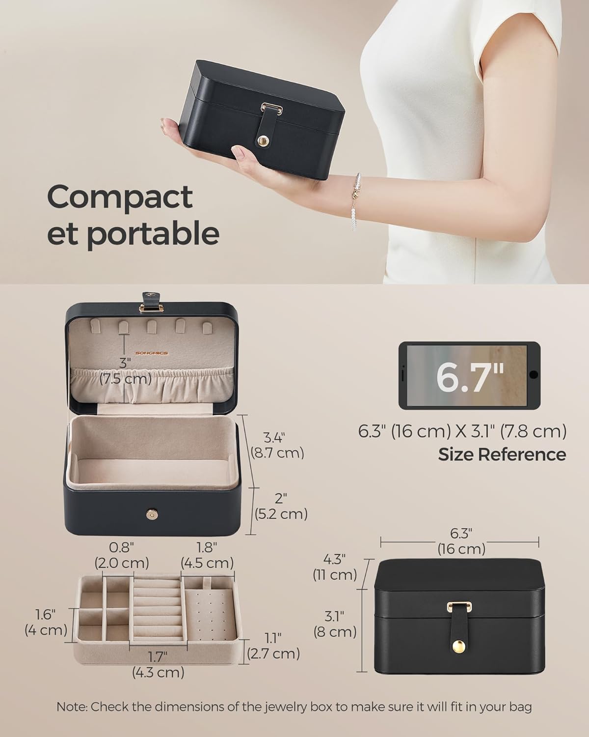  Travel 2-Layers Jewelry Case