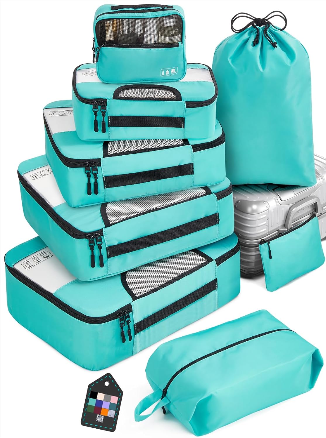 8 Set Packing Cubes for Suitcases, Kids Travel Essentials