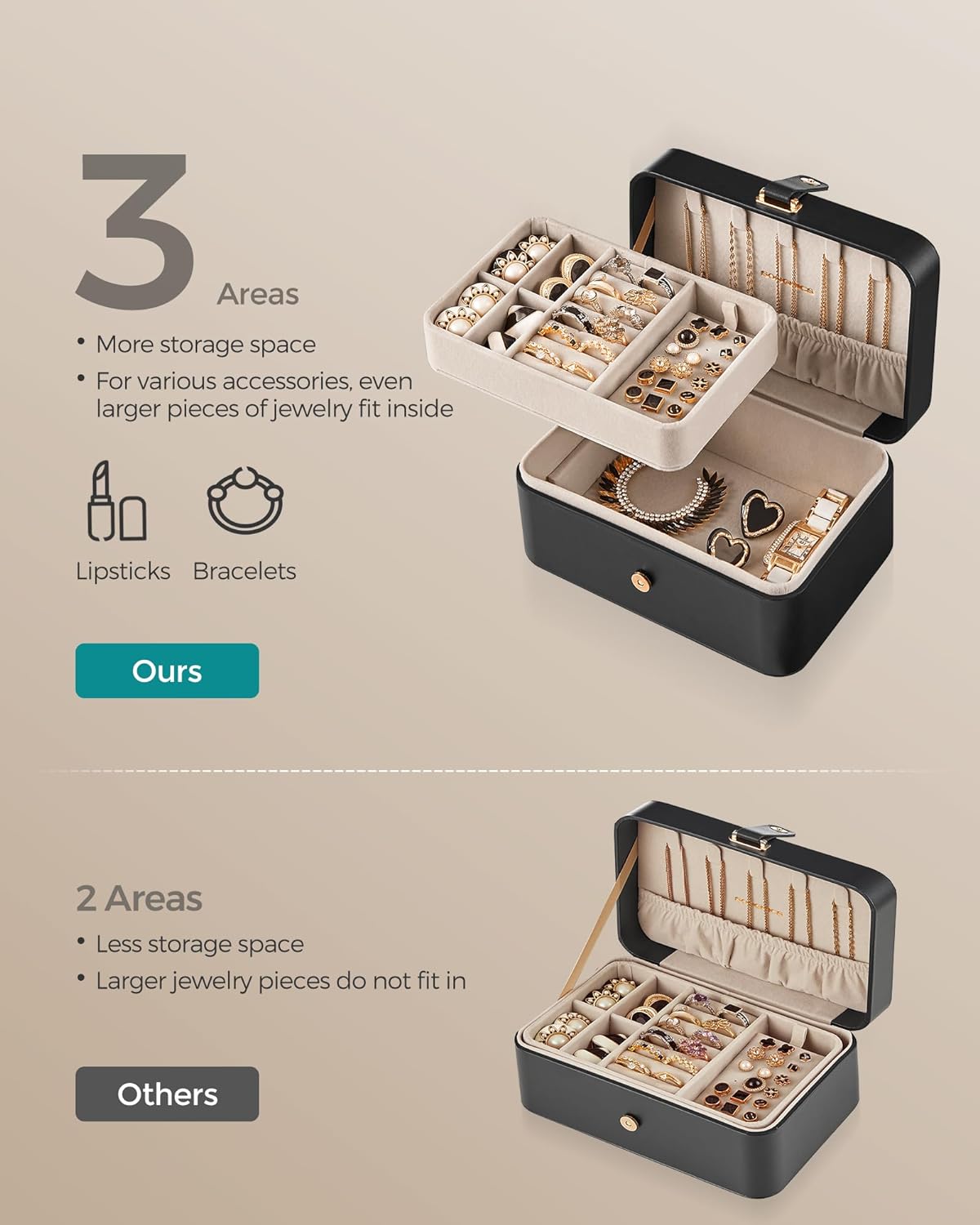  Travel 2-Layers Jewelry Case